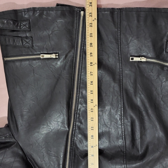 ANA A New Approach Black Moto Riding Jacket Faux Leather Size XXL Zip Closure - Picture 6 of 6